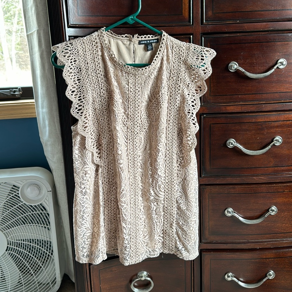 Cable and Gauge Lace Top LG